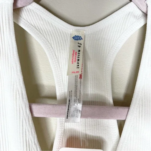 NWT Free People Movement White Vneck Ribbed Cropped Tank - Picture 4 of 4